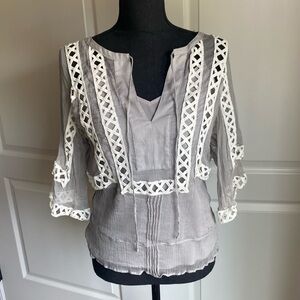 Rainn 3/4 length sleeve silk blouse with cami, size S, EUC